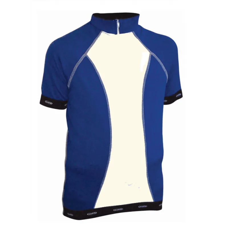 Lusso Kids Coolmax Short Sleeve Jersey in Blue White Size Small Age 10-12